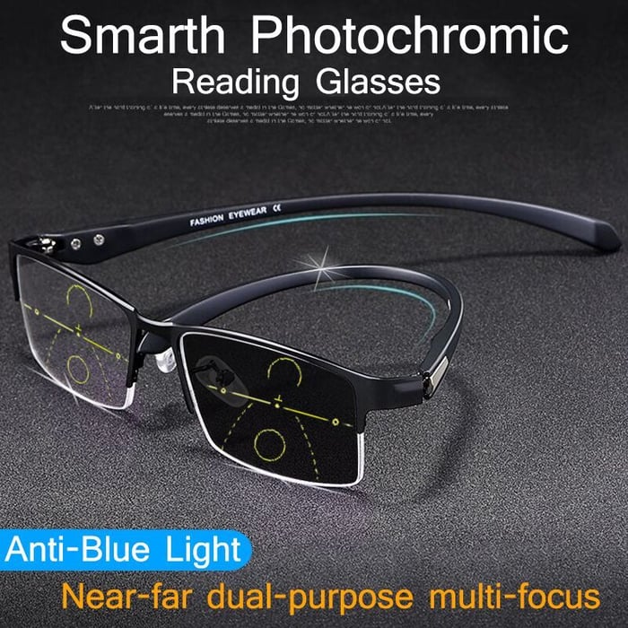 Titanium progressive far and near dual-use reading glasses