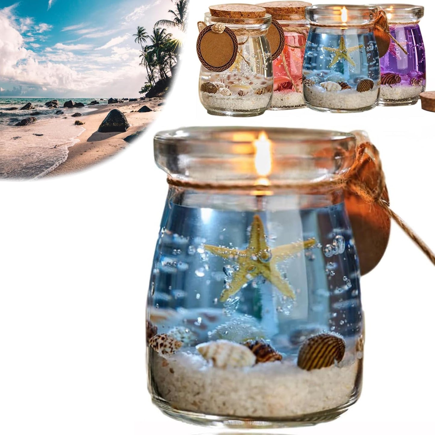 Ocean Theme Blue Purple Pink Gel Candle